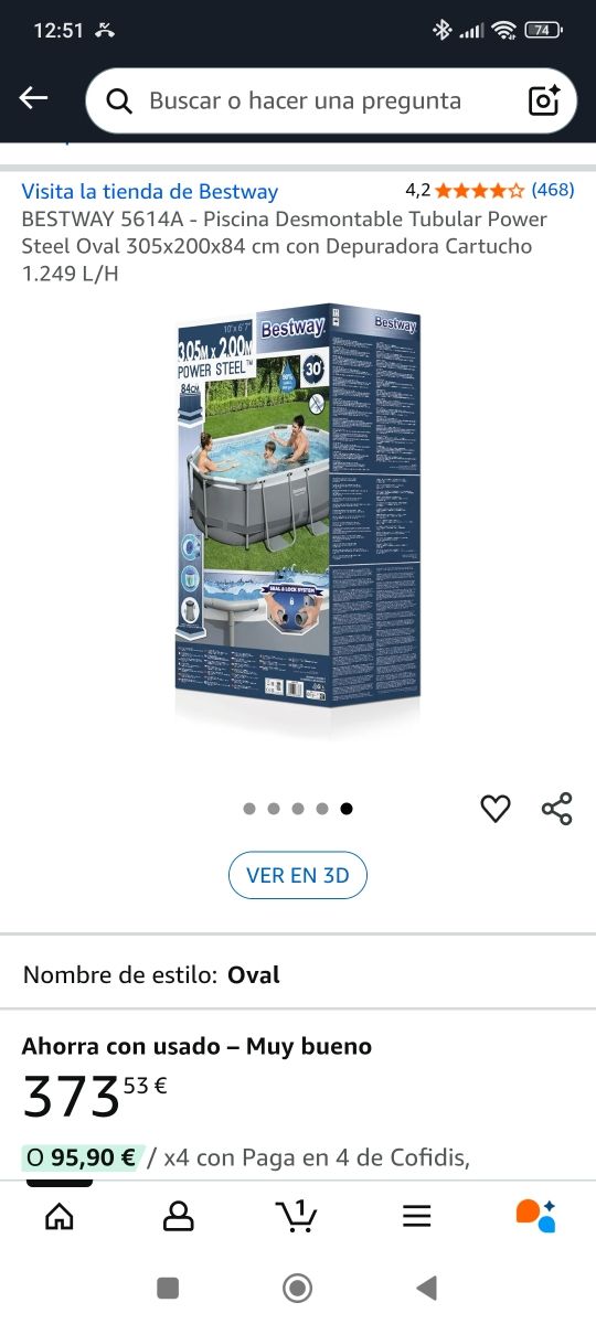 Piscina Desmontable Bestway Oval 305x200x84