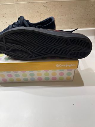 Zapatos caballero imitación ante azul/rojo talla 4