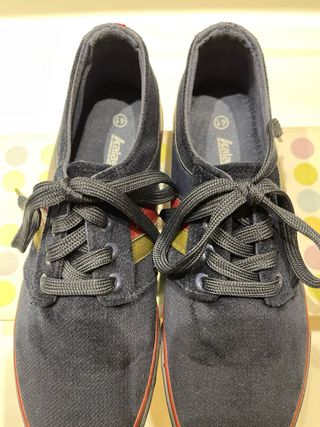 Zapatos caballero imitación ante azul/rojo talla 4