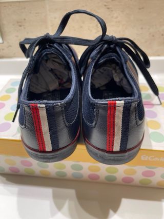 Zapatos caballero imitación ante azul/rojo talla 4