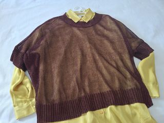 Jersey oversize Parfois M/C marrón Metalizado. T:U