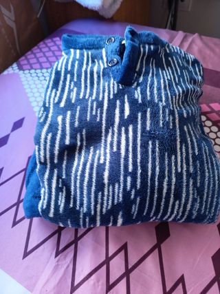 Pijama Invierno Hombre Azul y Blanco