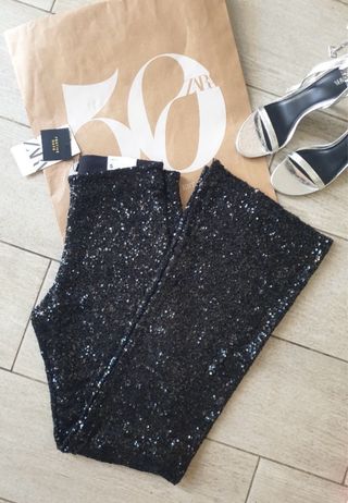 Pantalón lentejuelas Zara negro
