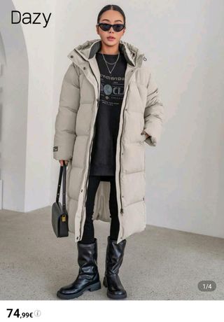 Abrigo de Shein (Marca Dazy). Beige con Capucha.