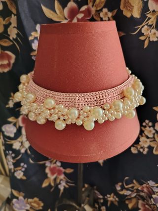 Gargantilla tejida perlas rosa y blanco