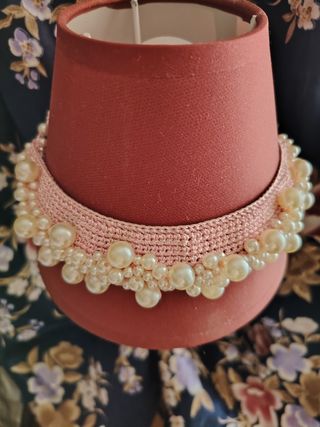 Gargantilla tejida perlas rosa y blanco