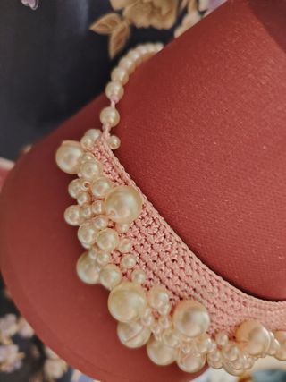 Gargantilla tejida perlas rosa y blanco