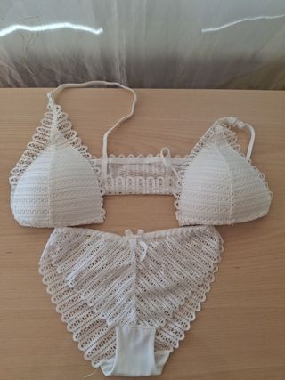 Conjunto lenceria encaje blanco 90C