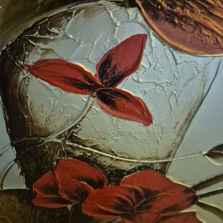 Cuadro Decorativo Flores Rojas y Doradas 100x100