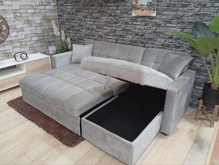 Sofá Cama Gris con Arcón