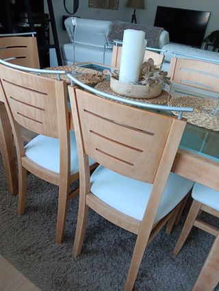 Mesa comedor haya extensible + 6 sillas