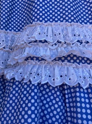 Traje Flamenco Azul Lunares Blancos para niña