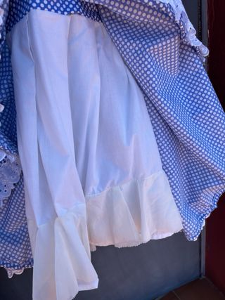 Traje Flamenco Azul Lunares Blancos para niña