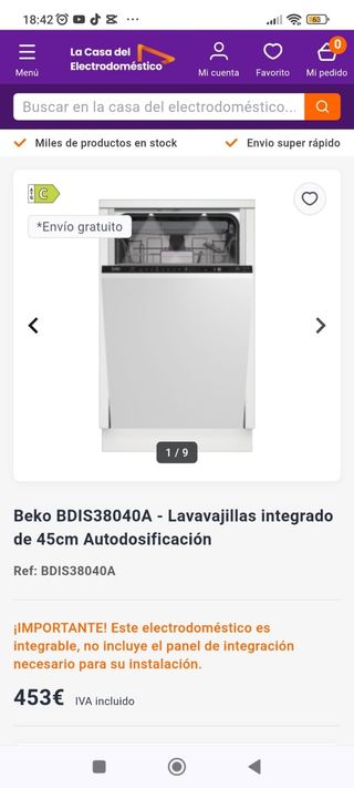 Lavavajillas Beko BDIS38040A sin estrenar