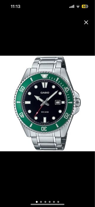 Casio MDV-107D-3A Nuevo Reloj Verde/Plata