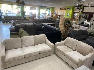 Sofá 3+2 plazas gris y beige
