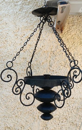 Lámpara forja negra rústica