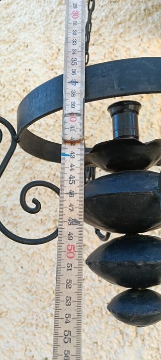 Lámpara forja negra rústica