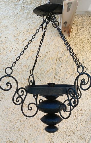 Lámpara forja negra rústica