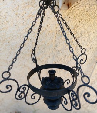 Lámpara forja negra rústica