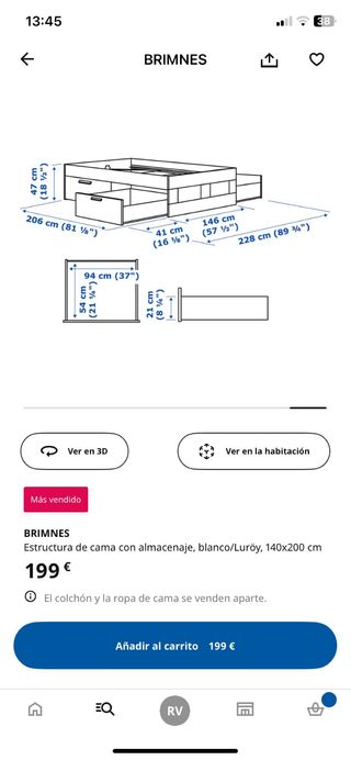 Cama BRIMNES Ikea Blanca