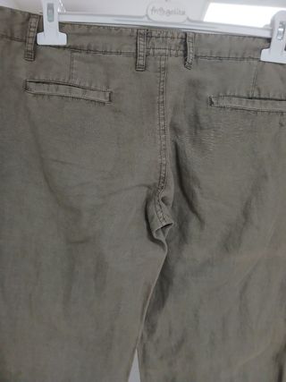 Pantaloni uomo in lino color verde oliva