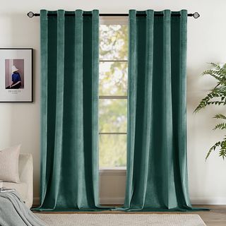 Cortinas Opacas EMEMA Terciopelo Verde