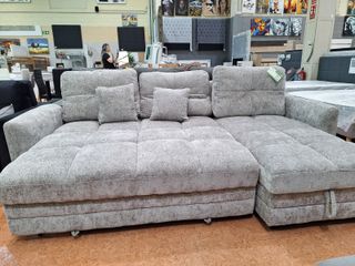 Sofá Cama Chaise Longue Reversible Gris 263cm