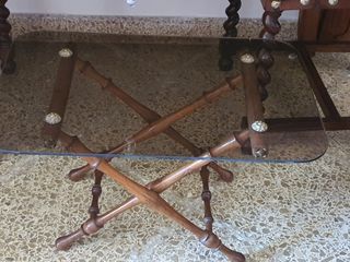 Mesa de centro cristal y madera