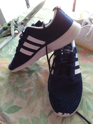Zapatillas Adidas Tejido Transpirable Azul/Blanco