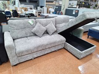 Sofá Cama Chaise Longue Gris 263x160cm
