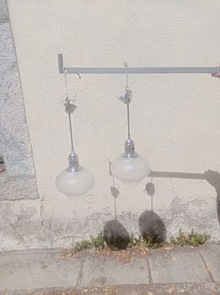 Pareja Lámparas Vintage Cristal y Metal