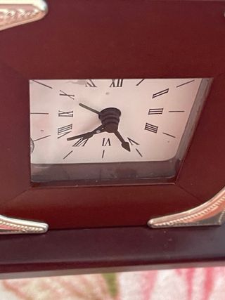 Orologio da comodino legno e argento