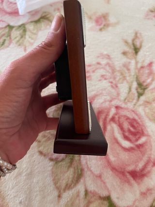 Orologio da comodino legno e argento