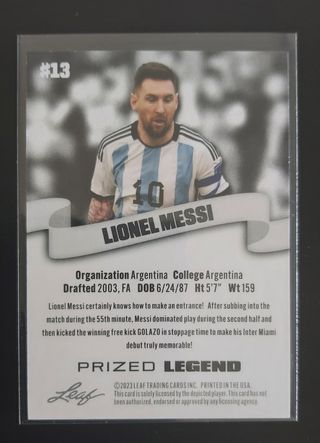Messi, Prized Legend