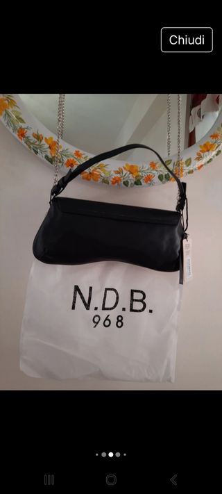 Borsa baguette N.D.B. in pelle nera