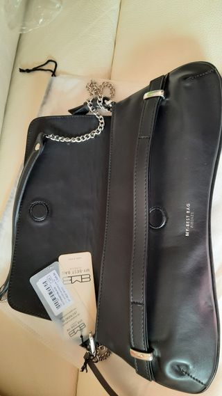 Borsa baguette N.D.B. in pelle nera