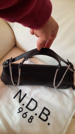Borsa baguette N.D.B. in pelle nera