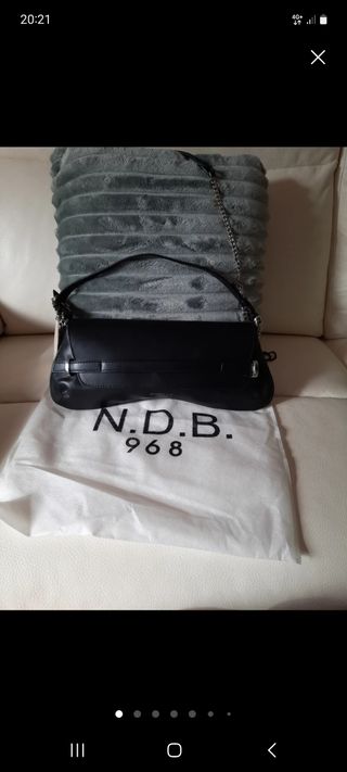 Borsa baguette N.D.B. in pelle nera