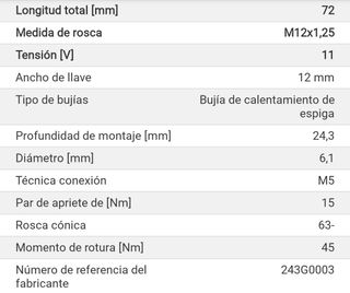 4 Bujías de precalentamiento 243G0003