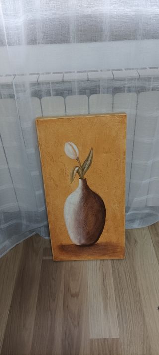 Cuadro decorativo floral beige y marrón