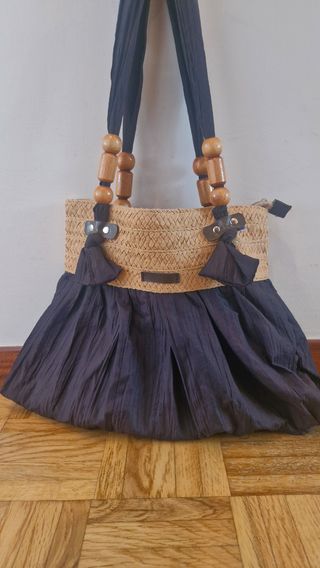 Bolso de playa/paseo beige y negro