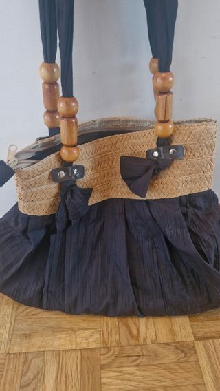 Bolso de playa/paseo beige y negro