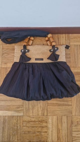 Bolso de playa/paseo beige y negro