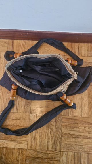 Bolso de playa/paseo beige y negro