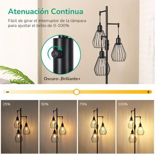 Lámpara de Pie LED Vintage Negra