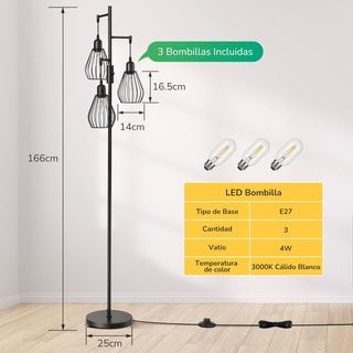 Lámpara de Pie LED Vintage Negra