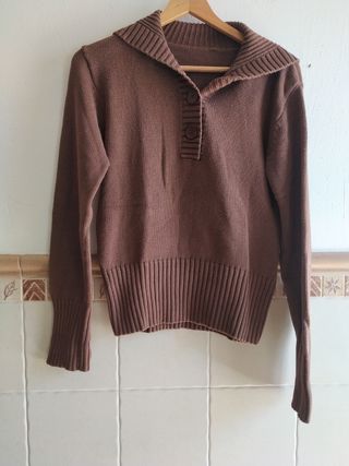 Jersey punto mujer cuello y botones