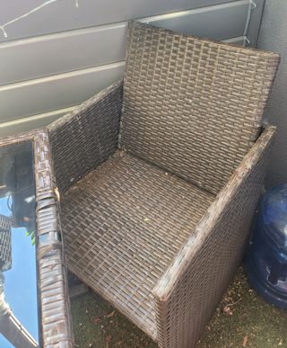 Conjunto Mesa y Sillas Jardín Ratán Marrón