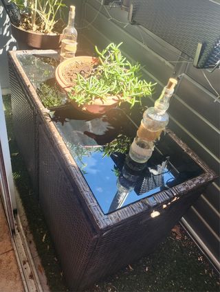 Conjunto Mesa y Sillas Jardín Ratán Marrón